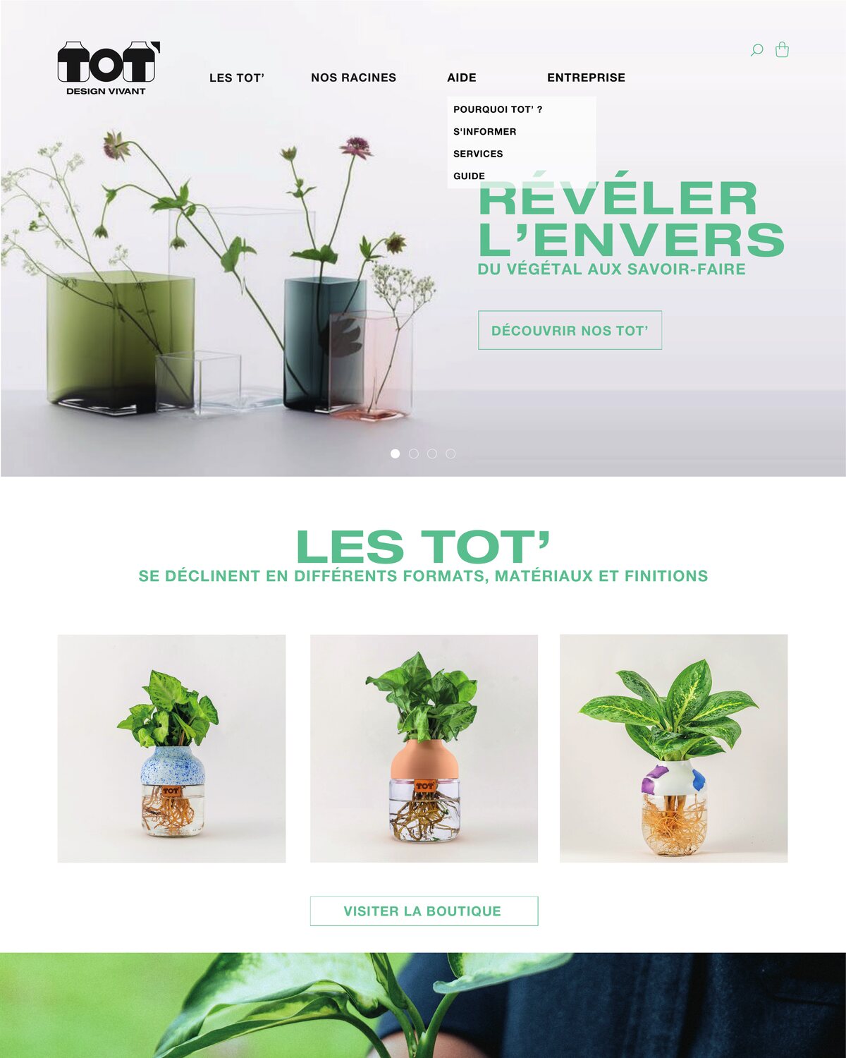 Maquette de la boutique en ligne TOT
