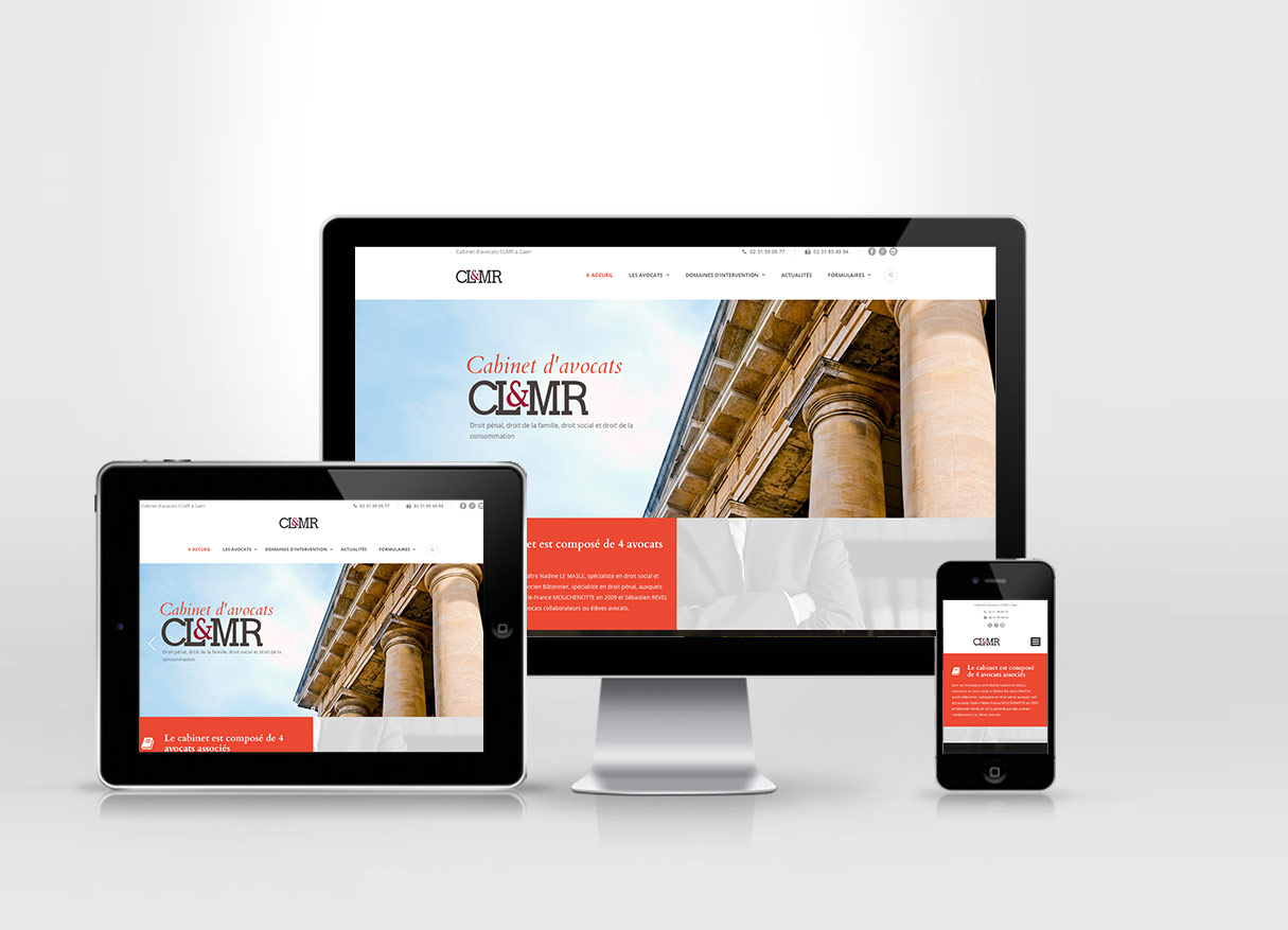 Présentation du site du cabinet CLMR sur plusieurs écrans