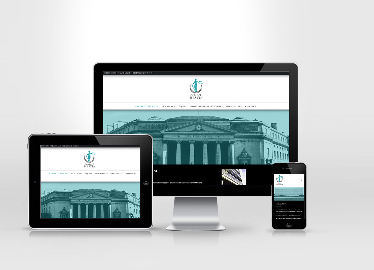 Présentation du site du cabinet Hestia sur plusieurs écrans