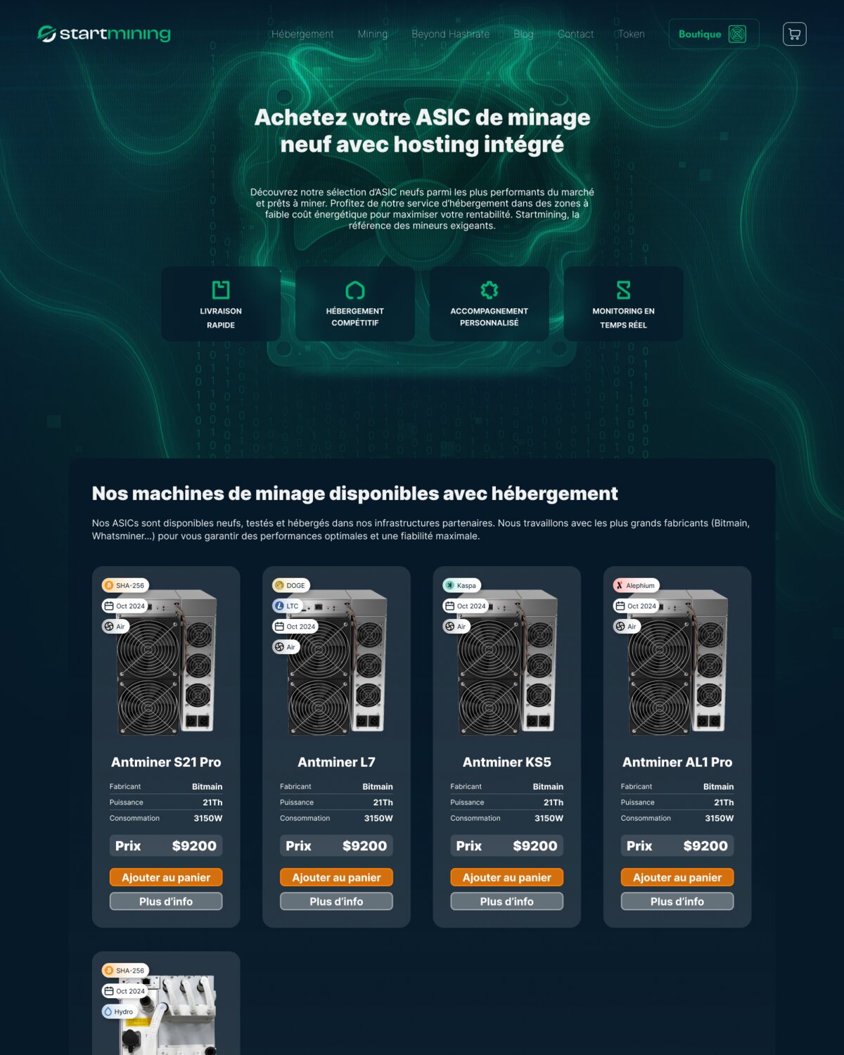 Gabarit de la boutique ASIC StartMining